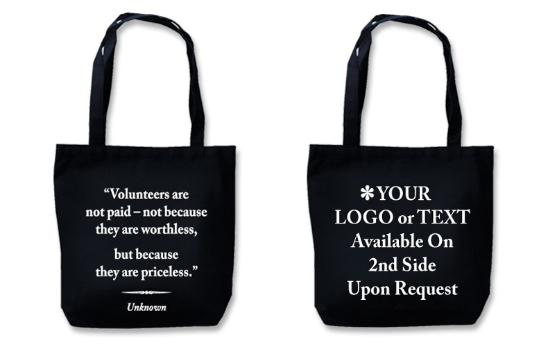 Eco Friendly Tote With Quote"Volunteers Are Priceless"